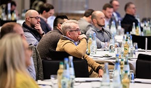 Engaged seated audience of cyber professionals at CSO 360, Berlin, December 2023.
